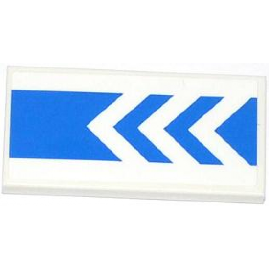 Tile 2 x 4 with 3 White Arrows on Thick Blue Stripe Pattern (Sticker) - Set 4207