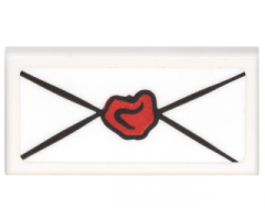 Tile 1 x 2 with Envelope with Red Wax Seal  Pattern (Sticker) - Set 76060