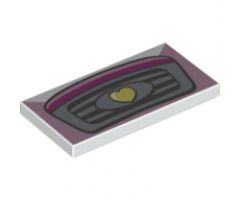 Tile 2 x 4 with Car Front Grille with Bright Light Yellow Heart Pattern