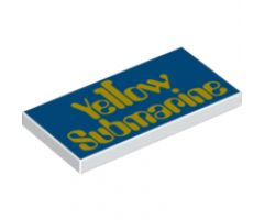 Tile 2 x 4 with 'Yellow Submarine' on Blue Background Pattern