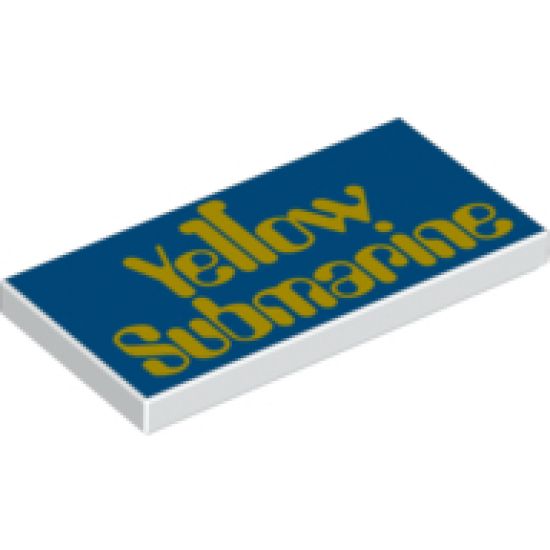 Tile 2 x 4 with 'Yellow Submarine' on Blue Background Pattern