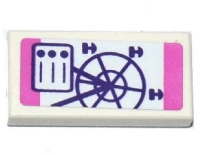 Tile 1 x 2 with Ferris Wheel Pamphlet Pattern (Sticker) - Set 41130