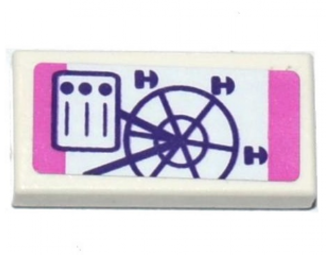 Tile 1 x 2 with Ferris Wheel Pamphlet Pattern (Sticker) - Set 41130