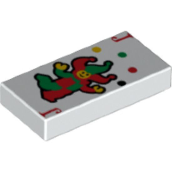 Tile 1 x 2 with Playing Card Joker Pattern