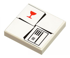 Tile 2 x 2 with Parcel White with Red Fragile Goblet Pattern (Sticker) - Set 7734