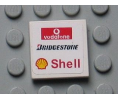 Tile 2 x 2 with Vodafone (Wide), Bridgestone and Shell Logos Pattern (Sticker) - Set 8654