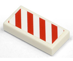 Tile 1 x 2 with Diagonal Stripes Red Right Pattern (Sticker) - Set 7635