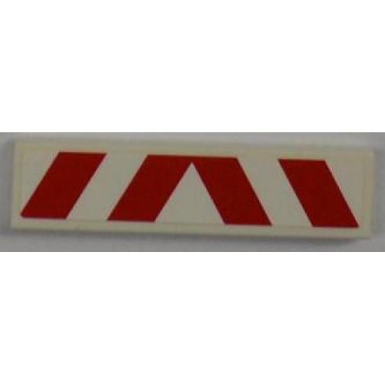 Tile 1 x 4 with Red and White Danger Stripes Pattern (Sticker) - Set 8186