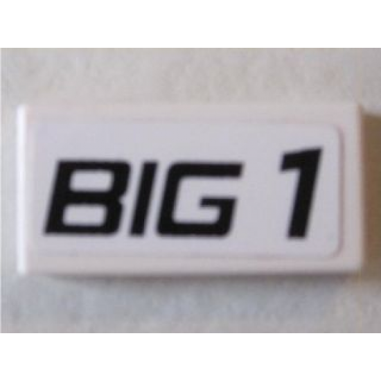 Tile 1 x 2 with 'BIG 1' on White Background Pattern (Sticker) - Set 8495