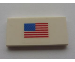 Tile 2 x 4 with American Flag Small Pattern (Sticker) - Sets 10213 / 10231