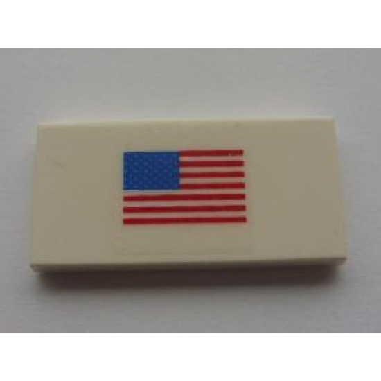 Tile 2 x 4 with American Flag Small Pattern (Sticker) - Sets 10213 / 10231