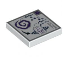 Tile 2 x 2 with Minifigure, Arrow, Ruler and Molecule (Brainstein's Classified Notes) Pattern