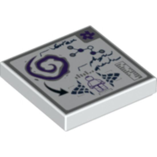 Tile 2 x 2 with Minifigure, Arrow, Ruler and Molecule (Brainstein's Classified Notes) Pattern