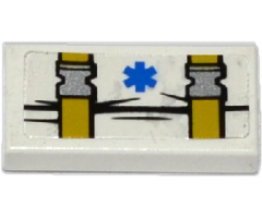 Tile 1 x 2 with EMT Star of Life and 2 Fastening Straps with Clips Pattern (Sticker) - Set 60086