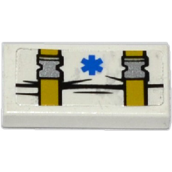 Tile 1 x 2 with EMT Star of Life and 2 Fastening Straps with Clips Pattern (Sticker) - Set 60086