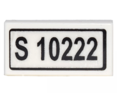 Tile 1 x 2 with 'S 10222' Pattern (Sticker) - Set 10222