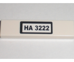Tile 1 x 4 with Black 'HA 3222' Pattern (Sticker) - Set 3222