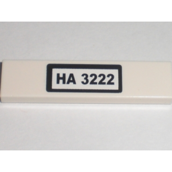Tile 1 x 4 with Black 'HA 3222' Pattern (Sticker) - Set 3222