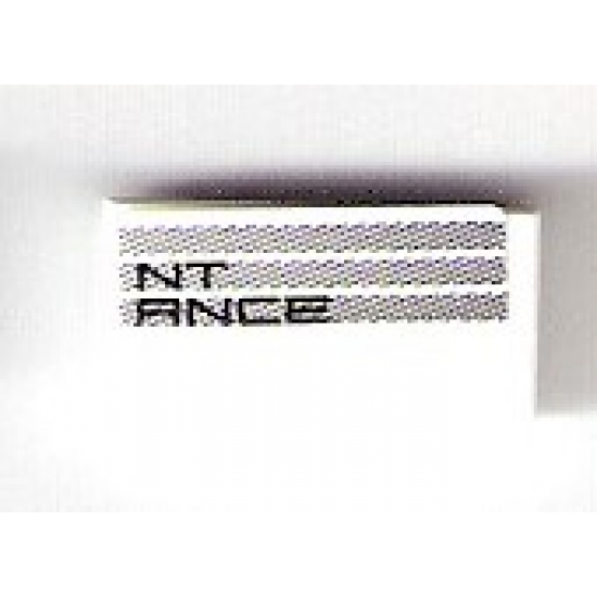 Tile 1 x 2 with 'NT ANCE' and Light Bluish Gray Stripes Pattern Model Left Side (Sticker) - Set 75876