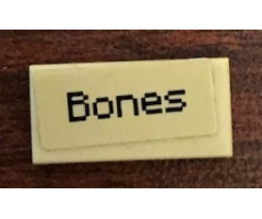 Tile 1 x 2 with 'Bones' Pattern (Sticker) - Set 21144