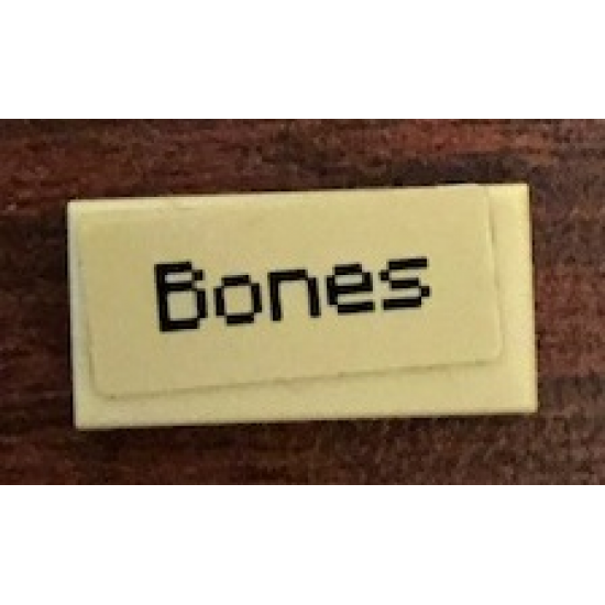 Tile 1 x 2 with 'Bones' Pattern (Sticker) - Set 21144