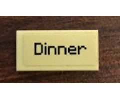 Tile 1 x 2 with 'Dinner' Pattern (Sticker) - Set 21144