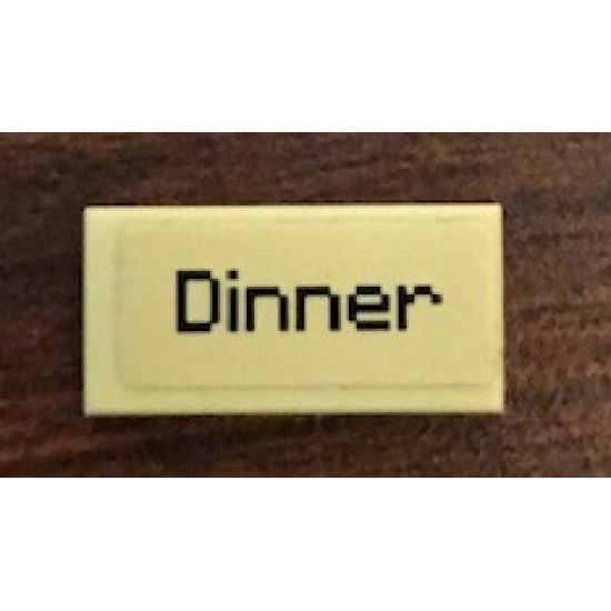 Tile 1 x 2 with 'Dinner' Pattern (Sticker) - Set 21144