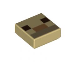 Tile 1 x 1 with Dark Brown Squares, Medium Nougat and Dark Tan Rectangles Pattern (Minecraft Alpaca / Llama Nose and Mouth)