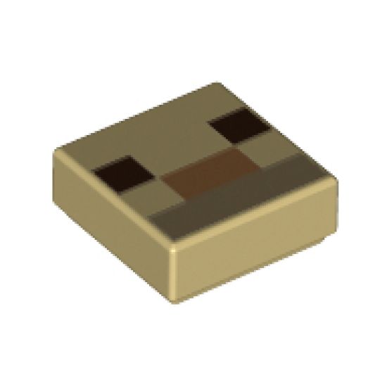 Tile 1 x 1 with Dark Brown Squares, Medium Nougat and Dark Tan Rectangles Pattern (Minecraft Alpaca / Llama Nose and Mouth)