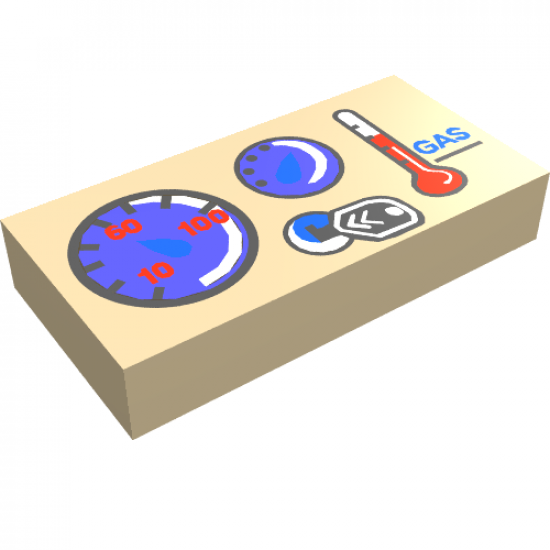 Tile 1 x 2 with Car Gauges Pattern