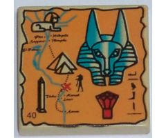 Tile 2 x 2 with Map Orange and Hieroglyphs, 40 Pattern