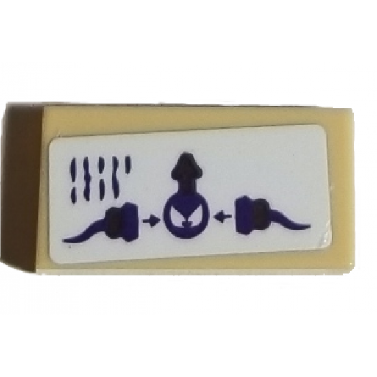 Tile 1 x 2 with Dark Purple and Gold Crossbow Build Instructions with Writing and Arrows Pattern (Sticker) - Set 41193