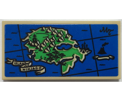 Tile 2 x 4 with Map Island with Mountains, 'MT', Volcano and 'ISLAND OF NINJAGO' Pattern (Sticker) - Set 70657