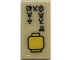 Tile 1 x 2 with Yellow Minifigure Head and Black Ninjago Logogram 'GET A HEAD' Pattern (Sticker) - Set 70657