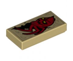 Tile 1 x 2 with Dark Tan Markings and Red Spider Monster with Yellow Eyes Pattern (Nexo Knights Book of Revenge)