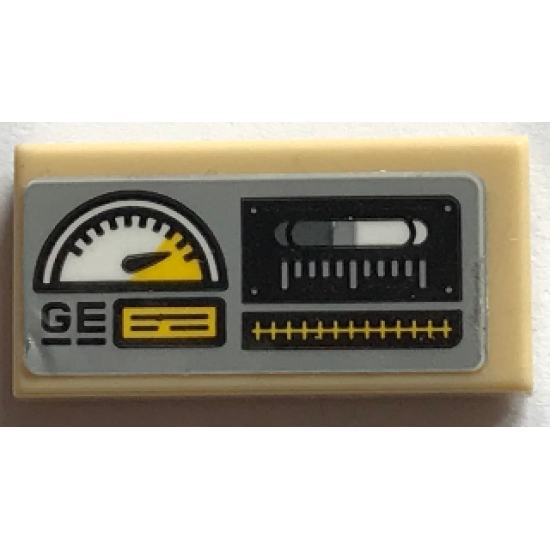 Tile 1 x 2 with Dials and Graphs on Light Bluish Gray Background Pattern (Sticker) - Set 70913