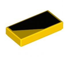 Tile 1 x 2 with Black Thick Stripe on Yellow Background Pattern Model Right Side