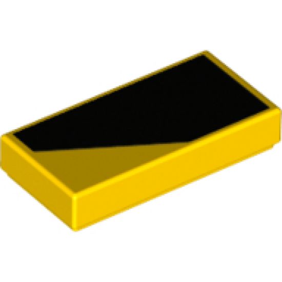 Tile 1 x 2 with Black Thick Stripe on Yellow Background Pattern Model Right Side