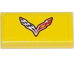 Tile 1 x 2 with Chevrolet Corvette Racing Logo Pattern (Sticker) - Set 75870