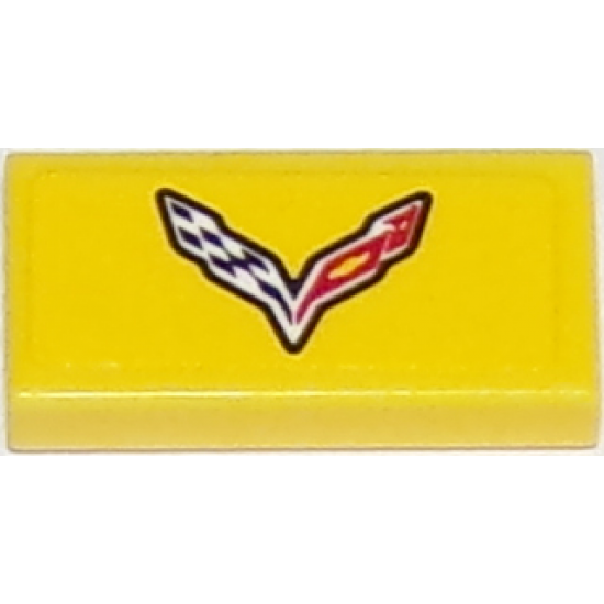 Tile 1 x 2 with Chevrolet Corvette Racing Logo Pattern (Sticker) - Set 75870