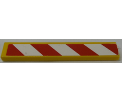 Tile 1 x 6 with Red and White Danger Stripes Pattern Model Right Side (Sticker) - Set 42009