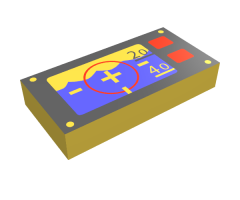 Tile 1 x 2 with Underwater Periscope View with Crosshairs, '20', '40', and Red Buttons Pattern