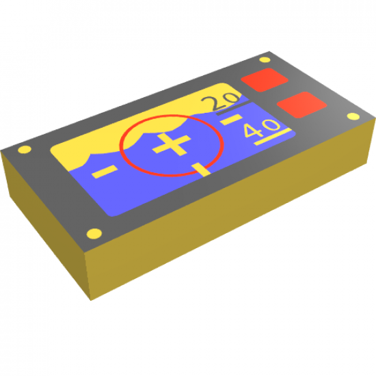 Tile 1 x 2 with Underwater Periscope View with Crosshairs, '20', '40', and Red Buttons Pattern