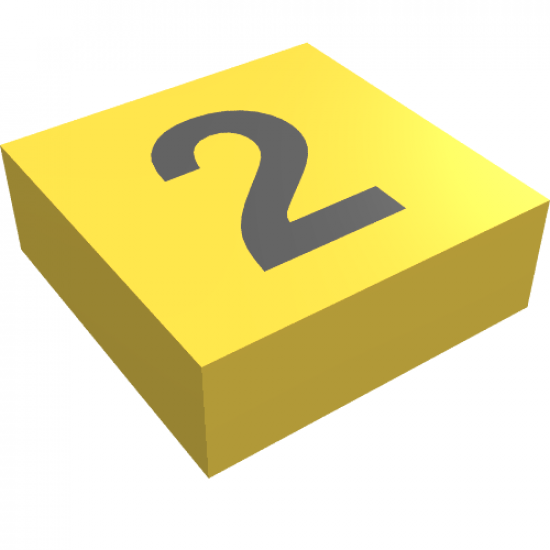 Tile 1 x 1 with Black Number 2 Pattern