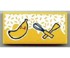 Tile 2 x 4 with Spatula, Whisk and Banana Pattern (Sticker) - Set 41393