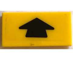 Tile 1 x 2 with Arrow Short Black on Transparent Background Pattern (Sticker) - Set 60141