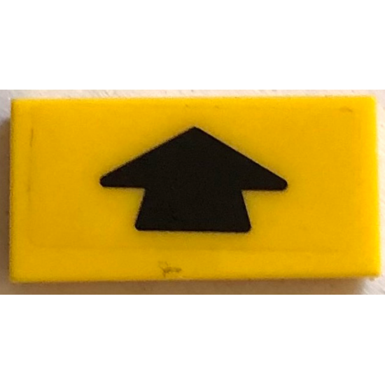 Tile 1 x 2 with Arrow Short Black on Transparent Background Pattern (Sticker) - Set 60141
