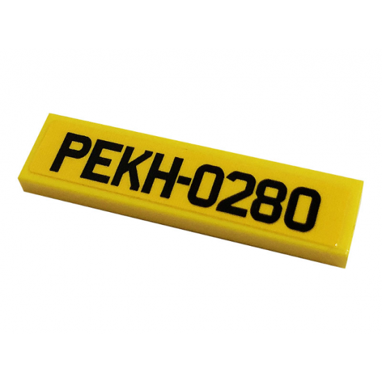 Tile 1 x 4 with 'PEKH-0280' on Yellow Background Pattern (Sticker) - Set 10265