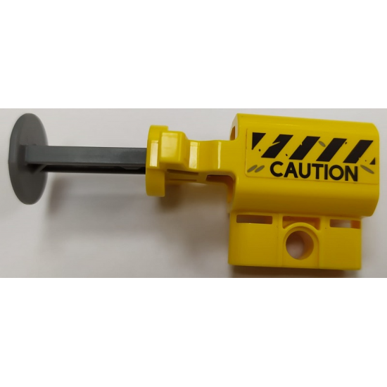 Projectile Launcher, Net Shooter with Dark Bluish Gray Firing Pin with Black and Yellow Danger Stripes and 'CAUTION' Pattern (Sticker) - Set 75926