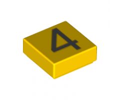 Tile 1 x 1 with Silver Number 4 Pattern